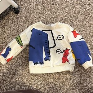 Zara Kids Animal Print Sweatshirt - Cream, Blue, Red